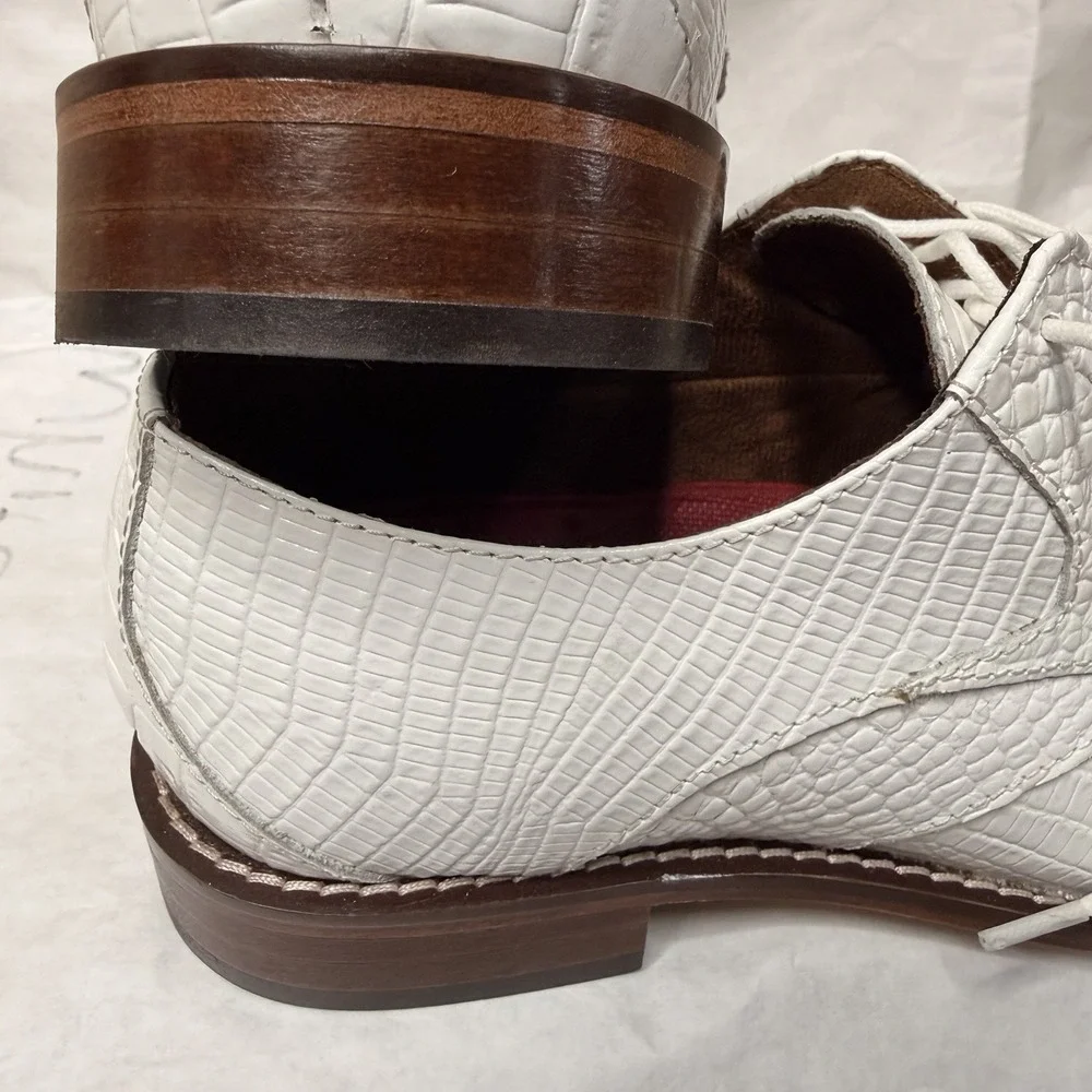 Stacy Adams Tristano Modified Bike Toe‎ Oxford Shoes White 25694-100 SZ-7 M